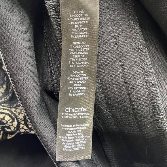 Chico's So Slimming Pants‎ Womens 00 XS Slim Leg Black & Lace Pattern - Picture 14 of 15